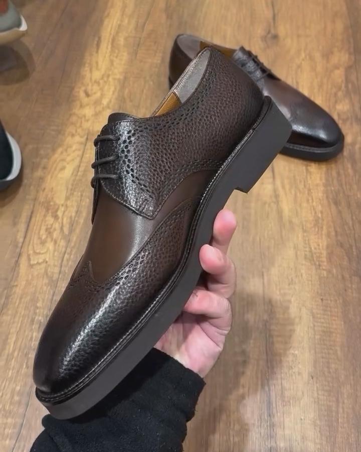 Genuine Leather Brogue Dress Shoes