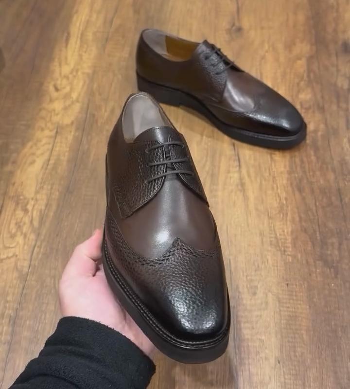 Genuine Leather Brogue Dress Shoes