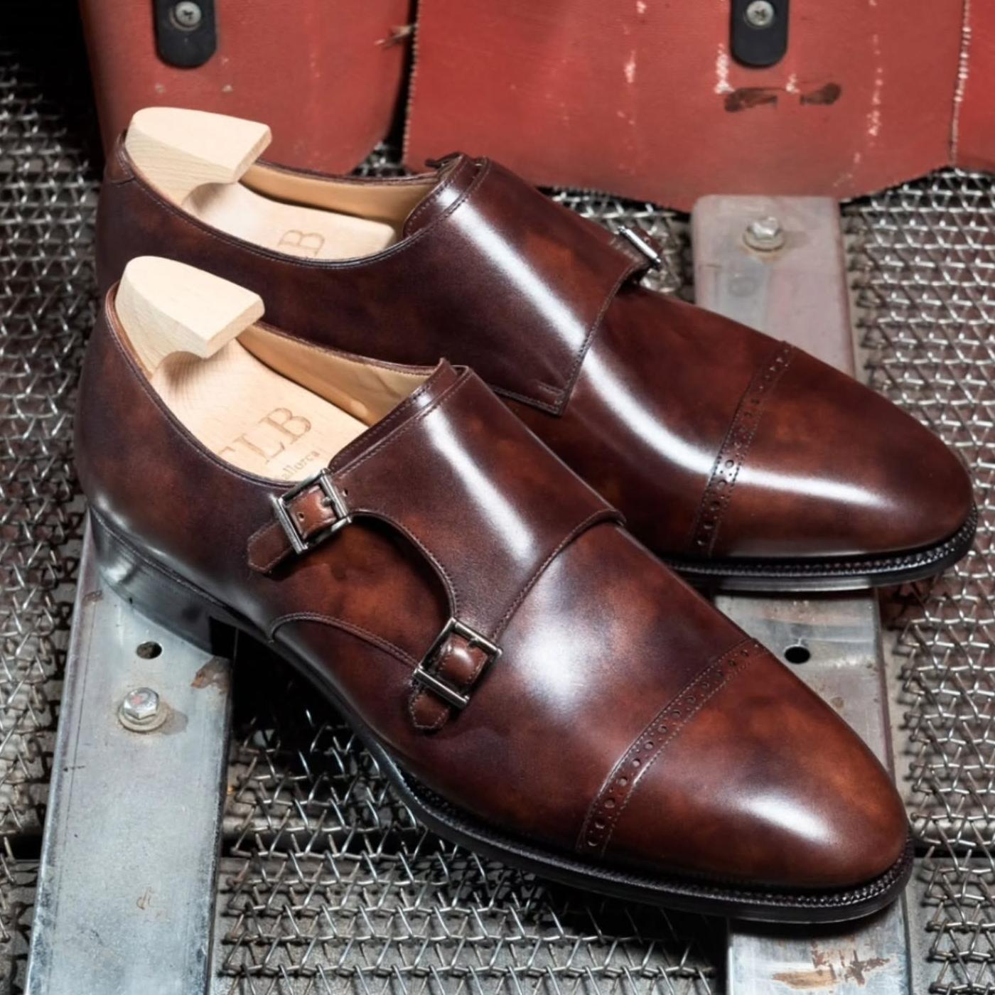 Calfskin Double-buckle Monk Shoes