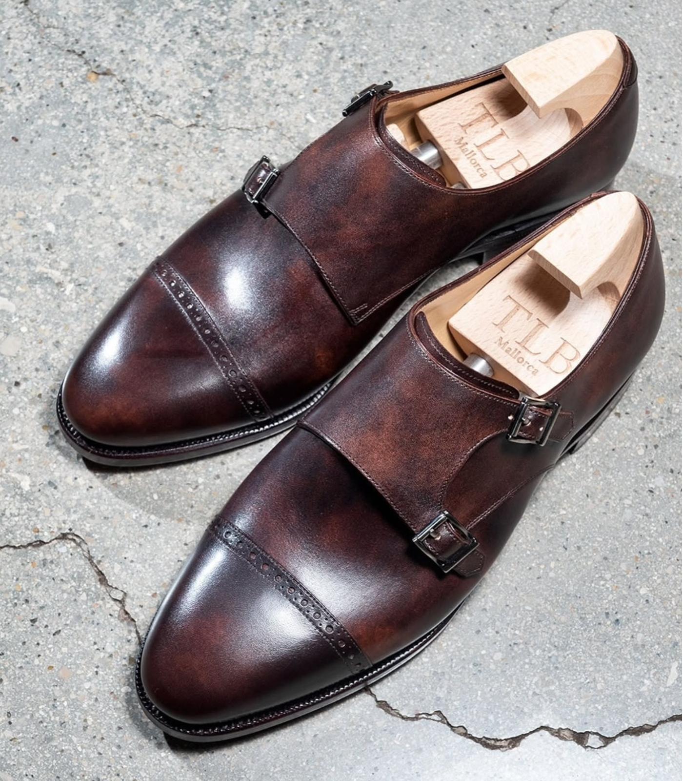 Calfskin Double-buckle Monk Shoes