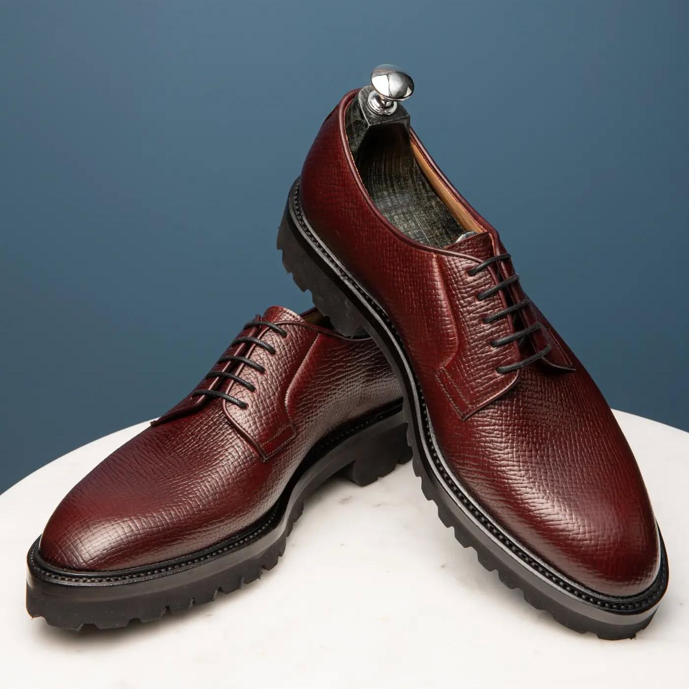 Cordovan Textured Derby Shoes