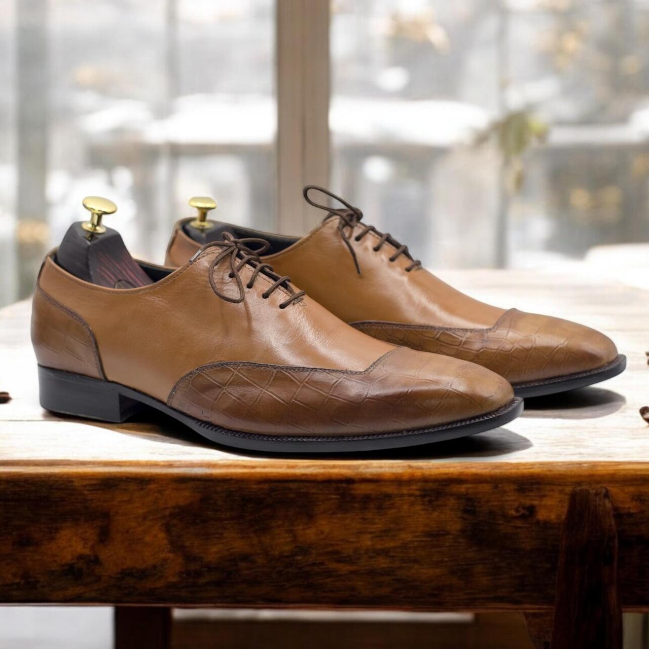 Alligator Texture Genuine Leather Dress Shoes