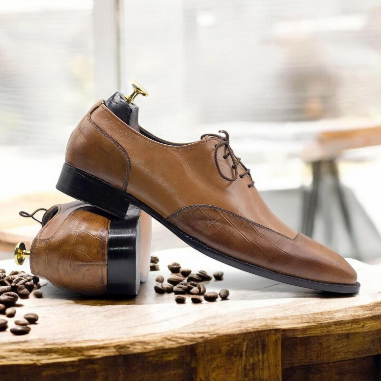 Alligator Texture Genuine Leather Dress Shoes