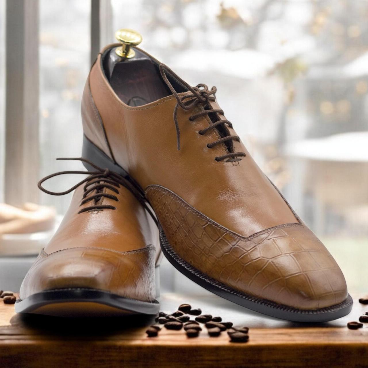 Alligator Texture Genuine Leather Dress Shoes