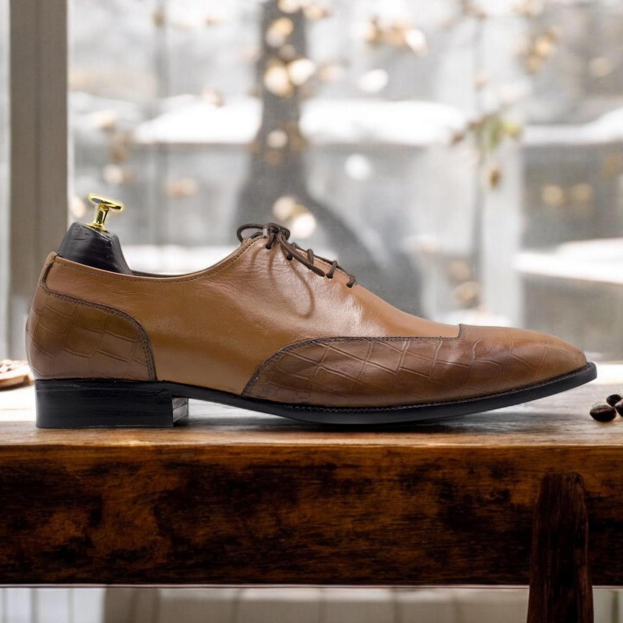 Alligator Texture Genuine Leather Dress Shoes