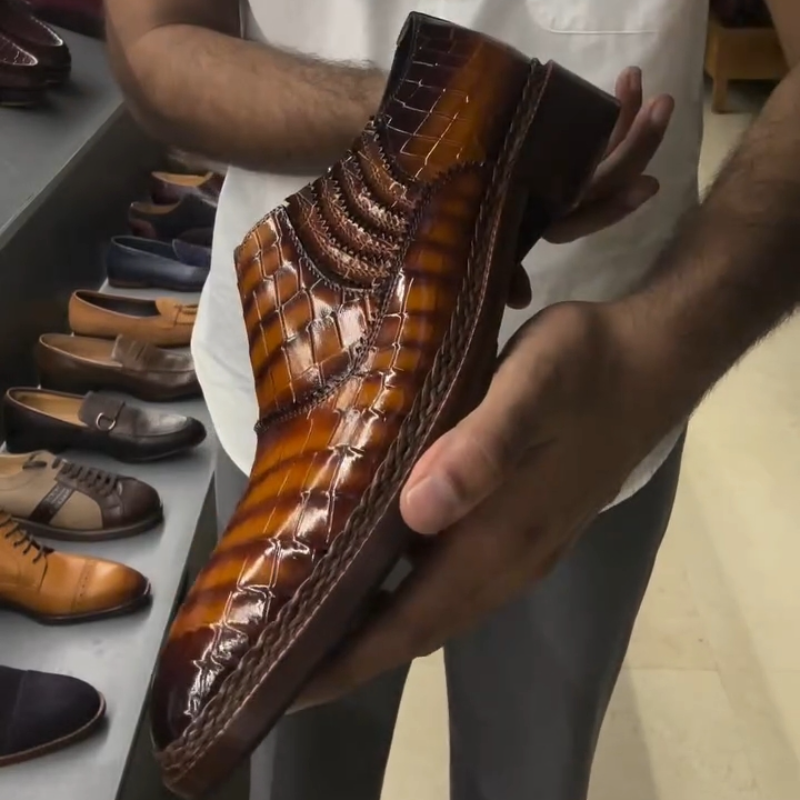 Handmade Men's Crocodile Leather Oxfords