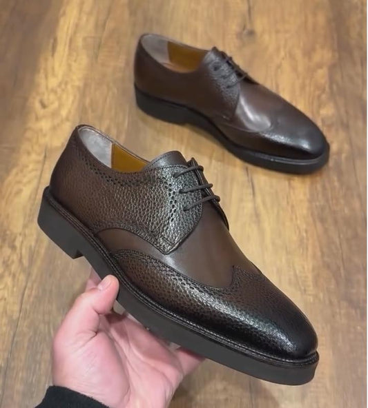 Genuine Leather Brogue Dress Shoes