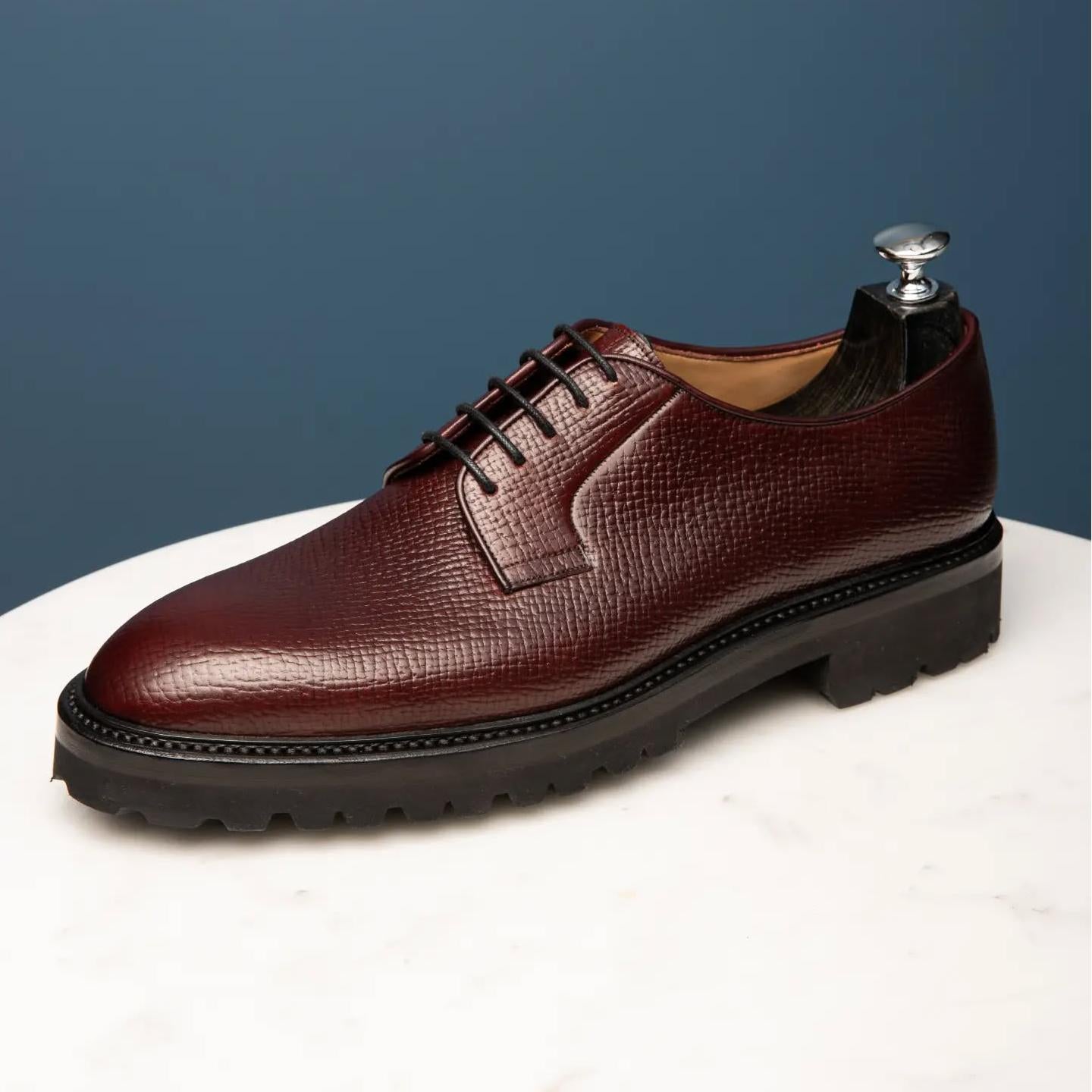 Cordovan Textured Derby Shoes