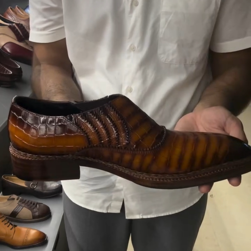 Handmade Men's Crocodile Leather Oxfords
