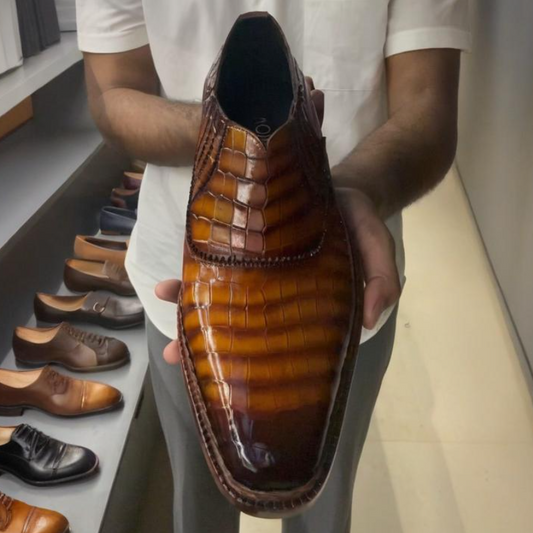 Handmade Men's Crocodile Leather Oxfords