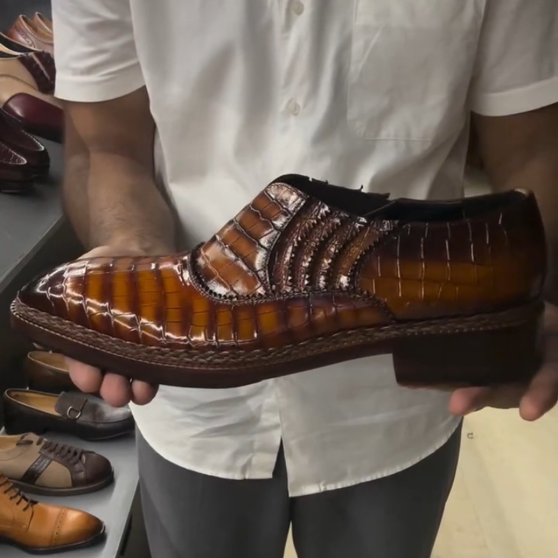 Handmade Men's Crocodile Leather Oxfords