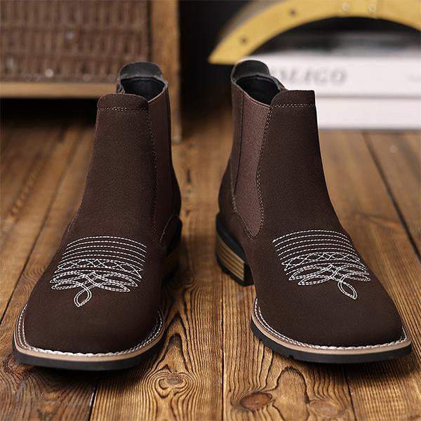 Men's Vintage Embroidered Suede Chelsea Boots