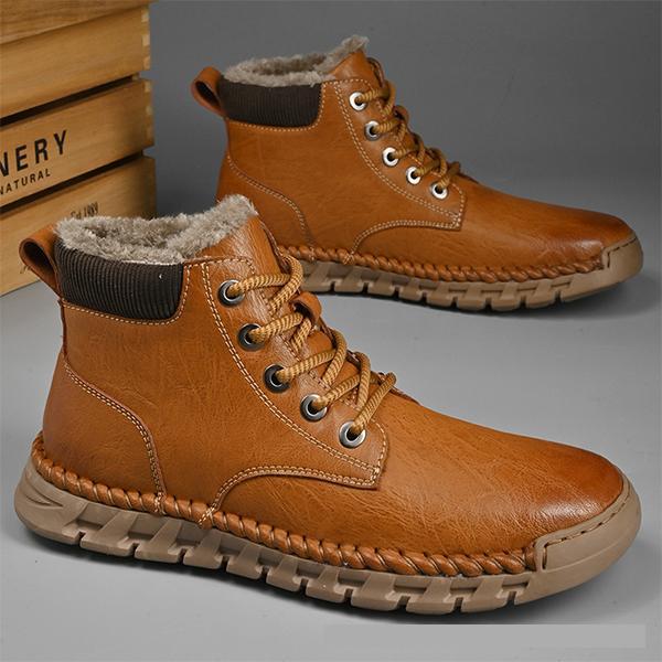 Men's Warm Lined Retro Lace Up Boots