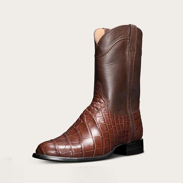 Men's Vintage Crocodile Print Western Cowboy Boots