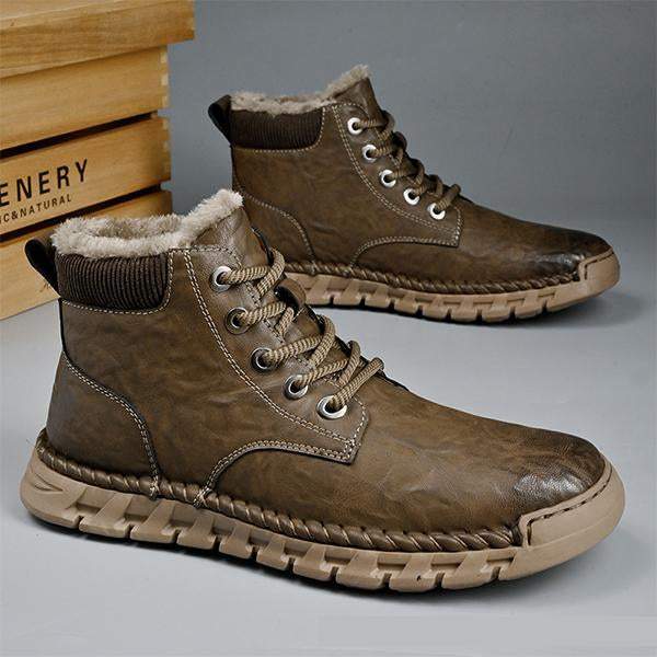 Men's Warm Lined Retro Lace Up Boots