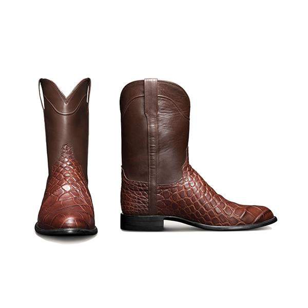 Men's Vintage Crocodile Print Western Cowboy Boots