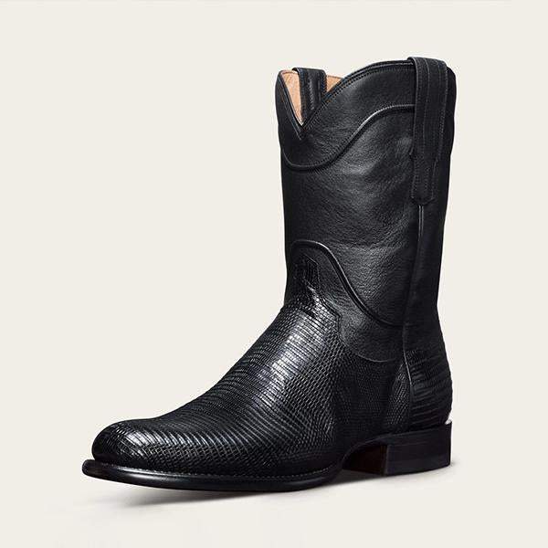 Men's Simple Textured Leather Western Boots