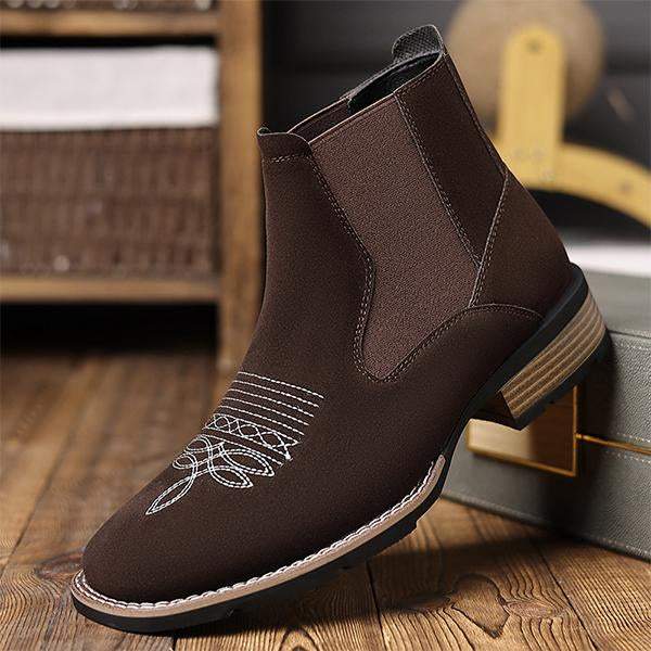 Men's Vintage Embroidered Suede Chelsea Boots